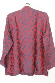 Luxe Zijden Lounge Set – Rood met Verfijnde Bloemenprint