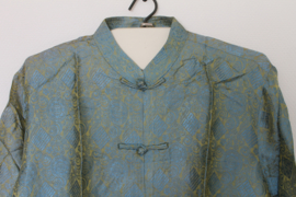 Luxe Zijden Lounge Set- Avocado-groen met Elegante Bloemenprint