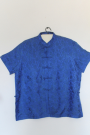 Zijden Lounge Set – Uniseks (Shirt & Broek)donkerblauw, maat Xl