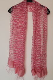 Roze, witte doorzichtige zijden sjaal