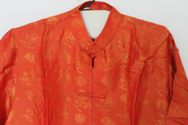 LLuxe Zijden Lounge Set – Warm Oranje met Verfijnde Bloemenprint