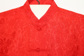 Zijden Lounge Set – Uniseks (Shirt & Broek)Fussia rode maat  S- M- L -XXl