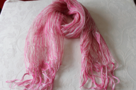 Roze, witte doorzichtige zijden sjaal