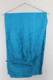 Zijden Lounge Set – Uniseks (Shirt & Broek) blauw, bloemen printen maat  S- XXl