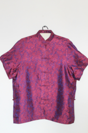 Zijden Lounge Set – Uniseks (Shirt & Broek)Roze-paarse maat  X L -XXl