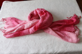 Donkerroze naar lichtroze banen cashmere sjaal