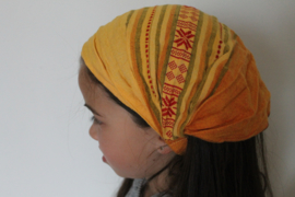 Gele oranje brokaten haarband