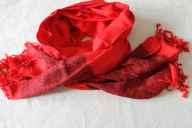 Fuchsiarode en zwarte ritueel design cashmere sjaal