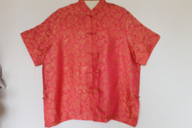 Zijden Lounge Set – Uniseks (Shirt & Broek) Donkerroze zijde maat  S- M- L -XXl