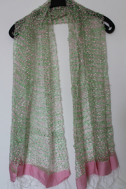 Groene, roze doorzichtige zijden sjaal