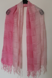 Roze naar lichtroze banen cashmere sjaal