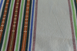 Gele strepen  decoratie tafelkleed met franjes