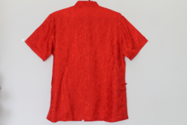 Zijden Lounge Set – Uniseks (Shirt & Broek)Fussia rode maat  S- M- L -XXl