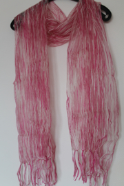 Roze, witte doorzichtige zijden sjaal