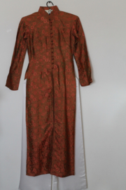 Exclusieve Vietnamese Áo Dài  – Handgemaakte rood-Zijde met Bloesemprint