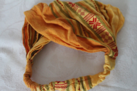 Gele oranje brokaten haarband