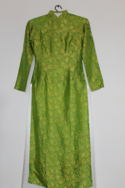 Vietnamese Traditionele Jurk (Áo Dài) - Groen Zijde met Broek - Dames