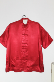 Korte mouwen zijde blouse, overhemd met  2zakjes voor mannenprint maat  L, XXl