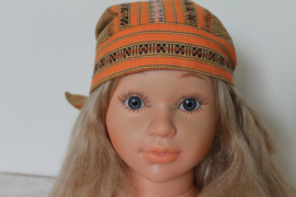Gele oranje brokaten muts