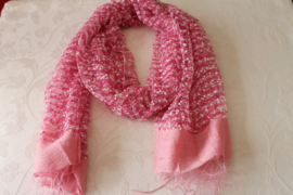 Roze, witte doorzichtige zijden sjaal