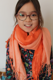 Prachtige tweekleurige oranje cashmere sjaal