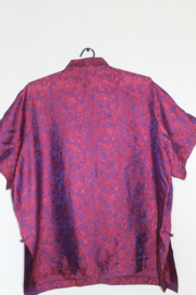 Zijden Lounge Set – Uniseks (Shirt & Broek)Roze-paarse maat  X L -XXl