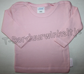 Longsleeve 62/68 Licht Roze geborduurd met naam