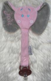 Speendoek olifant roze geborduurd met naam