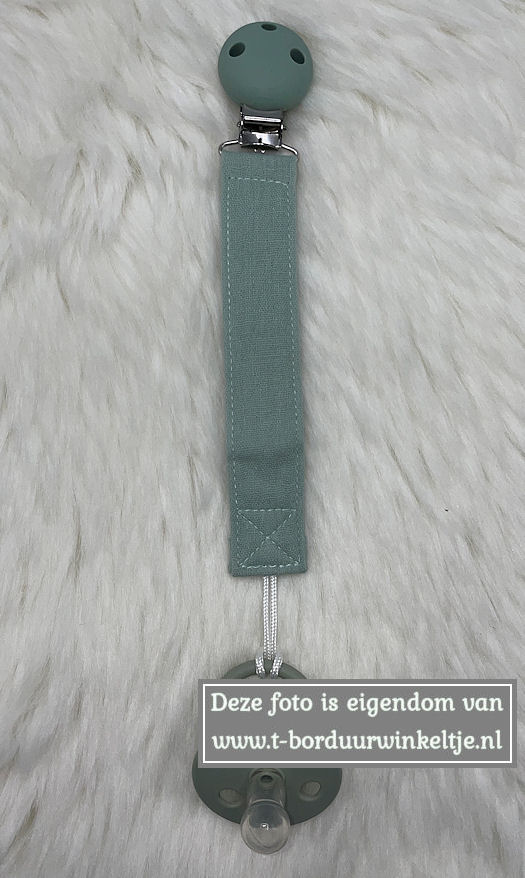 Speenkoord Stone Green geborduurd met naam