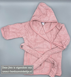 Badjas 1-2 jaar Sandstone Pink geborduurd met naam.