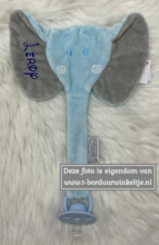 Speendoek olifant blauw geborduurd met naam