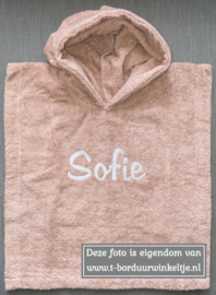 Poncho Pinkstone maat S geborduurd met naam