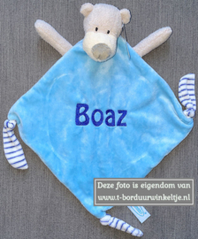 Kroeldoek Beer blauw 23CM geborduurd met naam