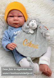 Tutdoek slingeraap Grey geborduurd met naam