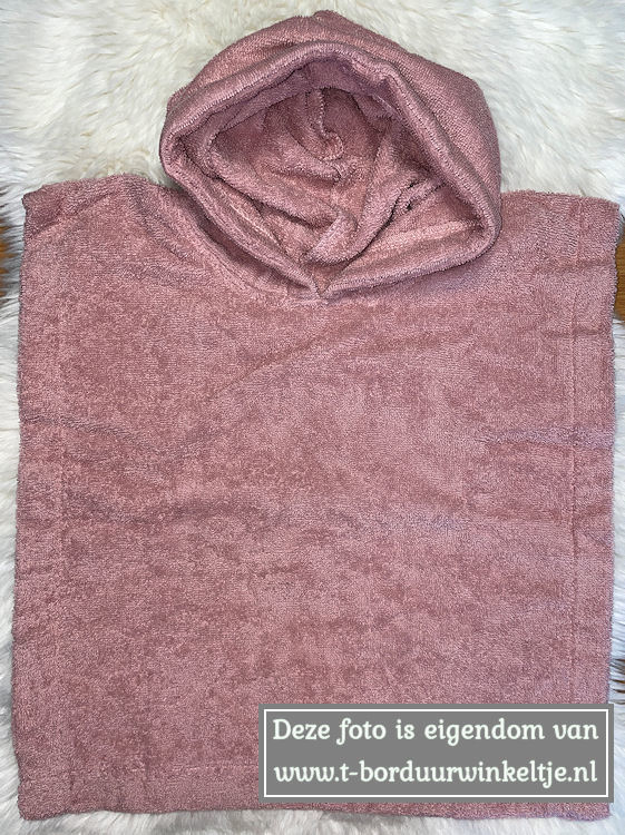 Poncho Sandstone Pink maat L geborduurd met naam