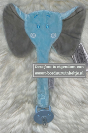 Speendoek olifant blauw geborduurd met naam