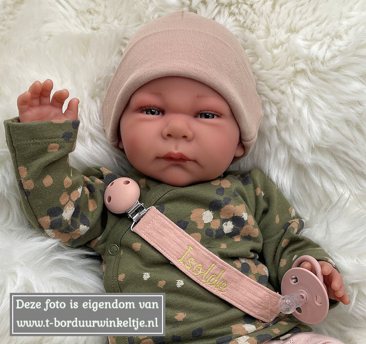 Speenkoord Pinkstone geborduurd met naam