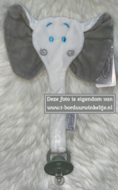 Speendoek olifant wit geborduurd met naam
