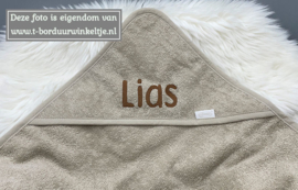 Badcape Sandstone Grey 100CM geborduurd met naam