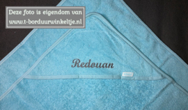 Badcape Licht Blauw 80 CM geborduurd met naam