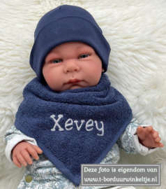 Monddoekje Navy Blue geborduurd met naam