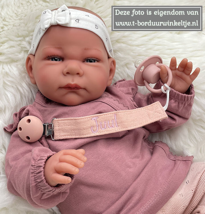 Speenkoord Pinkstone geborduurd met naam