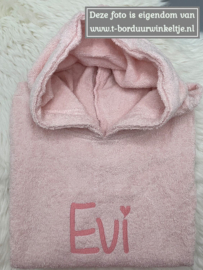 Poncho Blush maat L geborduurd met naam