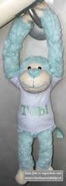 Mint slingeraap met naam geborduurd op t-shirt