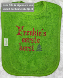 Geborduurde slab eerste kerst met naam