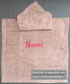 Poncho Pinkstone maat L  geborduurd met naam