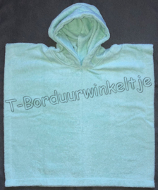 Poncho Mint maat L geborduurd met naam