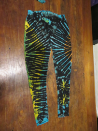 Legging Tie Dye Bigsize Zwart / Turquoise / Geel