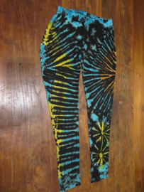 Legging Tie Dye Bigsize Zwart / Turquoise / Geel 2