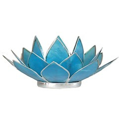 Lotusbloem sfeerlicht turquoise/zilver